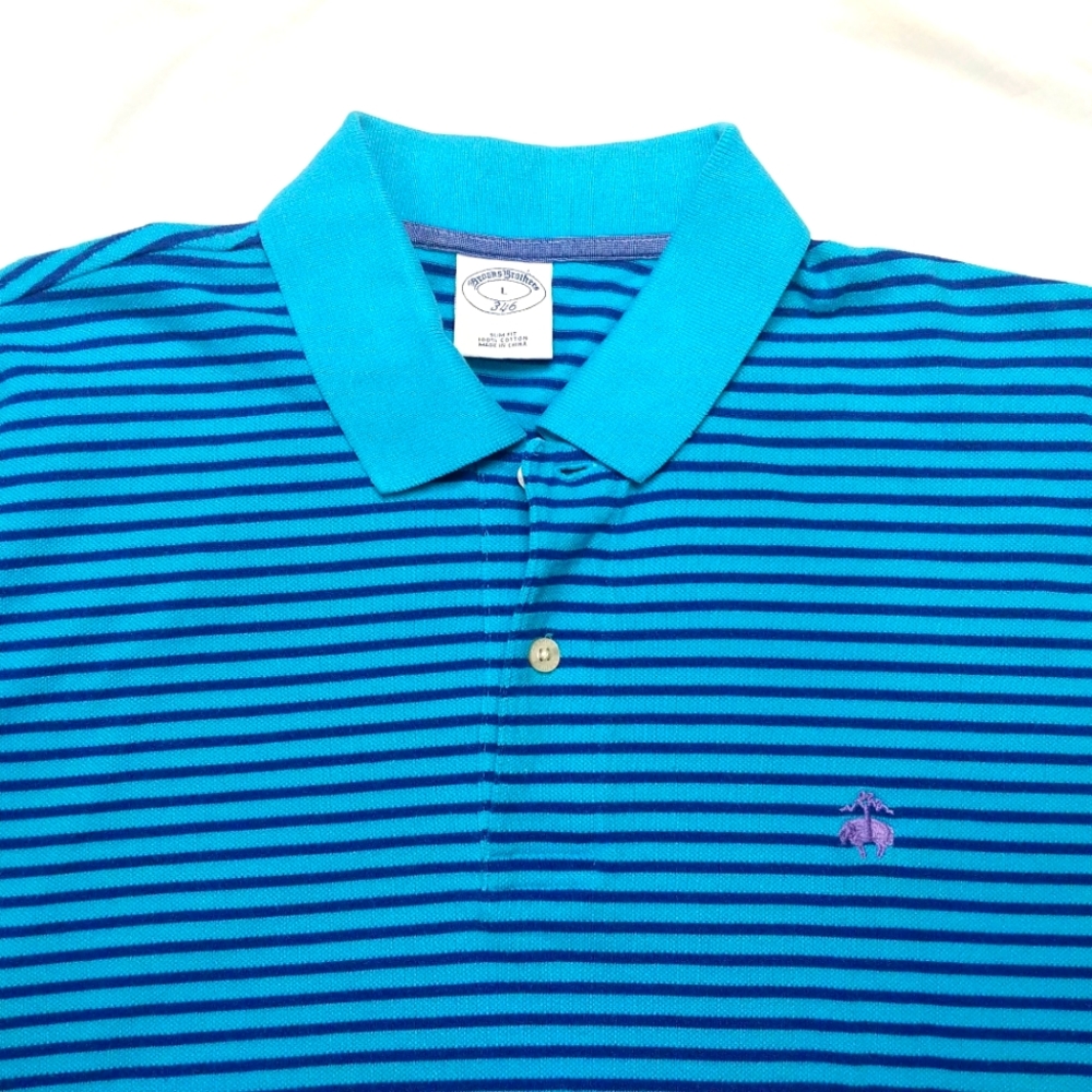 Brooks Brothers 346 Polo Shirt Adult Large Striped Sheep Cotton Rugby Men